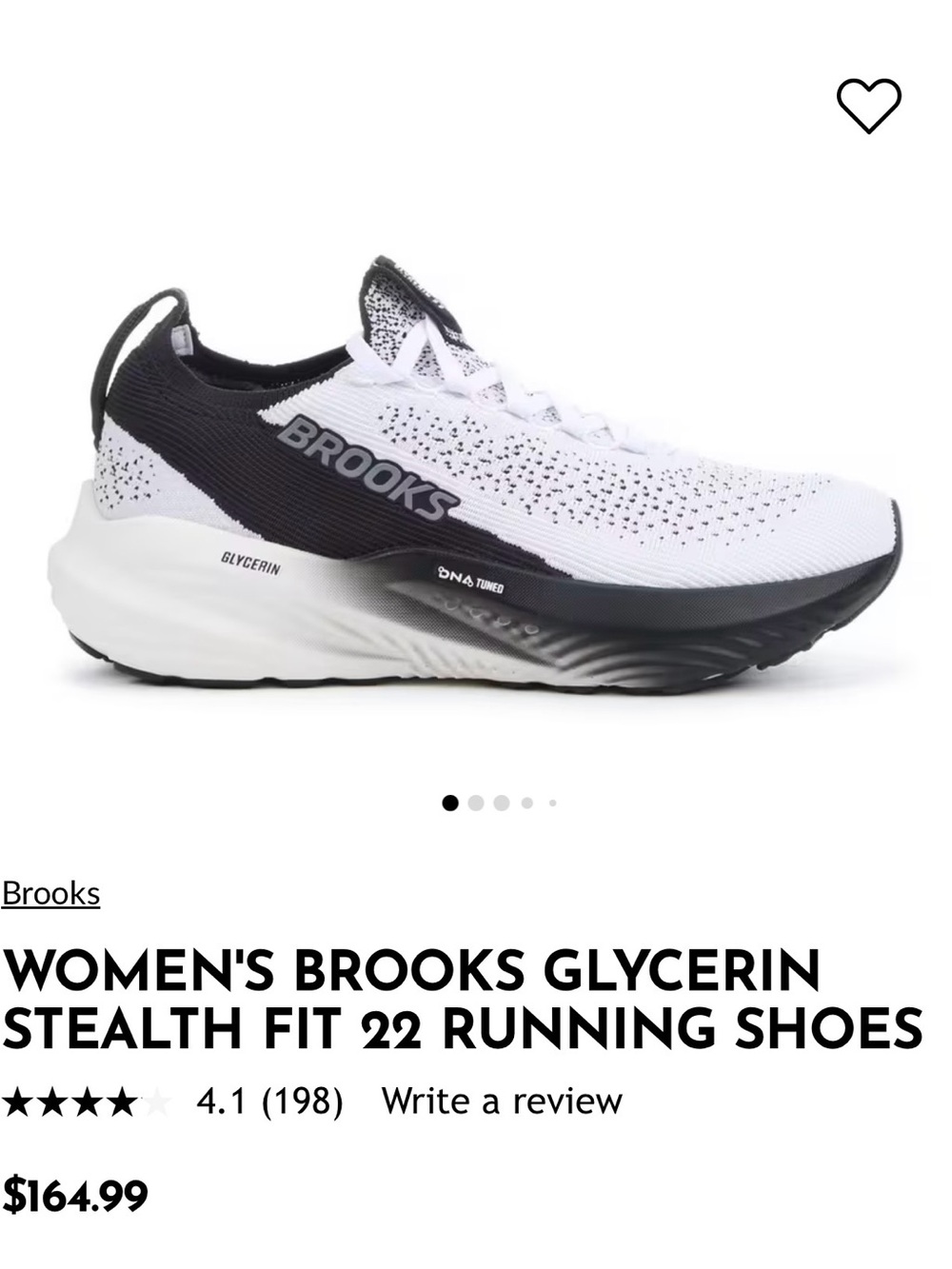 Brooks Women's Glycerin Stealth Fit 22 Running Shoes - White & Black